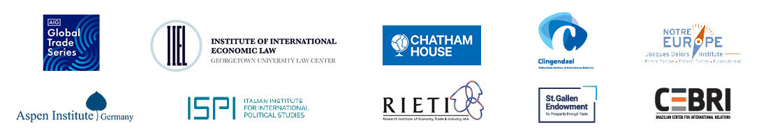 Global Trade Series partner logos: Institute of International Economic Law, Chatham House, Clingendael, Notre Europe, Aspen Institute, ISPI, RIETI, St. Gallen Endowment, CEBRI