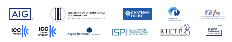 Global Trade Series partner logos: AIG, Institute of International Economic Law, Chatham House, Clingendael, Notre Europe, ICC France, ICC United Kingdom, Aspen Institute, ISP, Rieti, St. Gallen Endowment