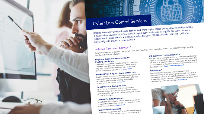 AIG Cyber Loss Control Services for SMEs Brochure Image