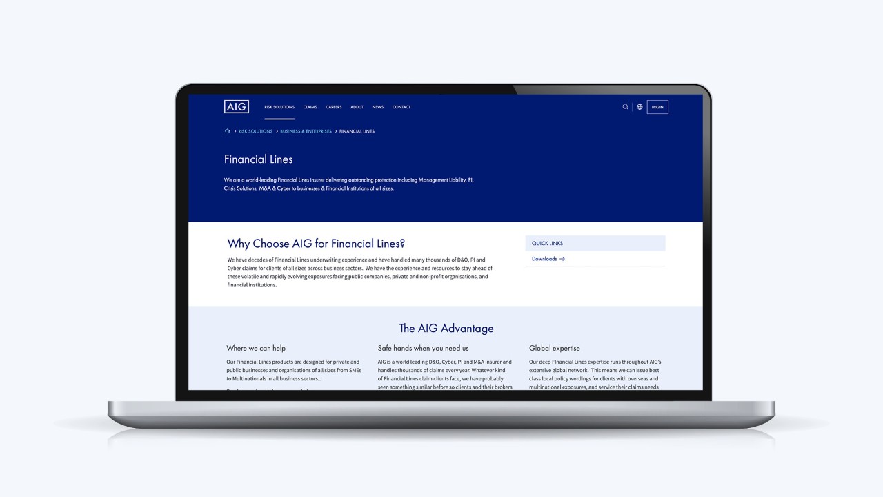 Financial Lines website